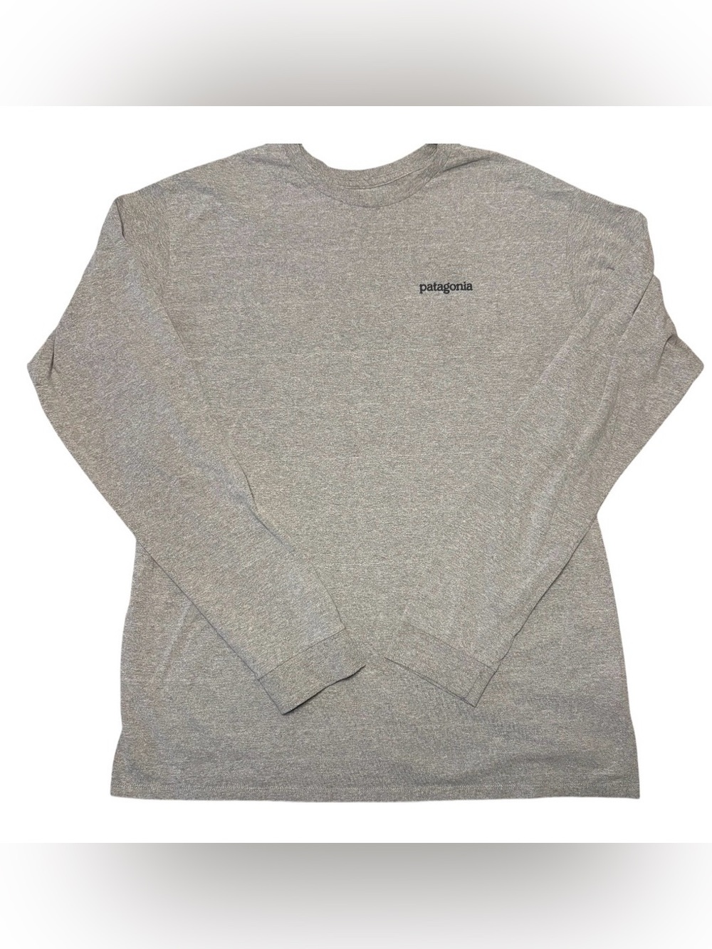 Patagonia Heather Gray Men's Long Sleeve Logo Tee Large Regular Fit